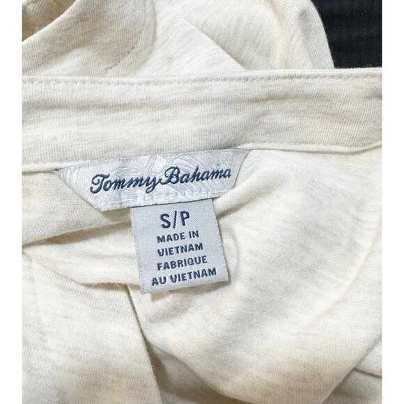 Tommy Bahama Sz S Heathered Sand Beige Tie Front Knot Button Up Top V Neck Tee - Picture 4 of 6